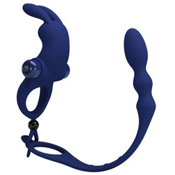 Plug anal PRETTY LOVE - AYAD ANNEAU VIBRATEUR LAPIN AVEC PLUG BLEU vu de face