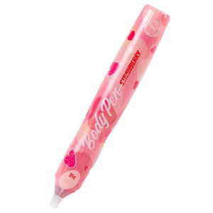 Stylo rose Secret Play Body Pen à la fraise avec son embout applicateur