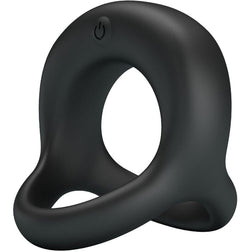 Cockring vibrant Double 10 modes rechargeable USB — Elliott en Silicone noir vu de face