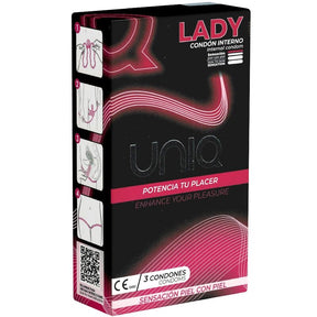UNIQ LADY CONDOM PRESERVATIFS FEMININS SANS LATEX AVEC PORTE JARRETELLES 3 UNITES