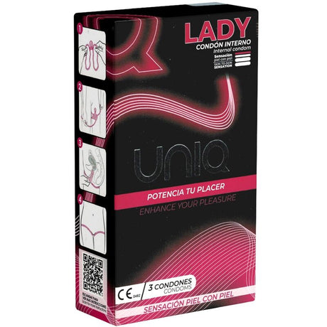 UNIQ LADY CONDOM PRESERVATIFS FEMININS SANS LATEX AVEC PORTE JARRETELLES 3 UNITES