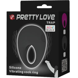 Cockring vibrant modèle Trap en Silicone noir pour le plaisir intime.