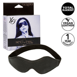 Black vegan leather BDSM blindfold — Nocturnal — front view