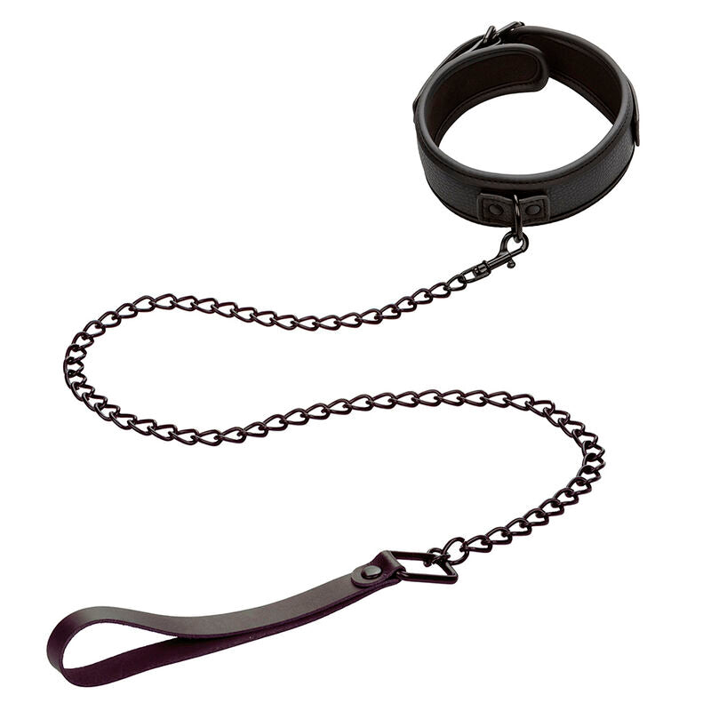 CALEXOTICS NOCTURNAL COLLIER ET LAISSE EN CUIR REGLABLE NOIR