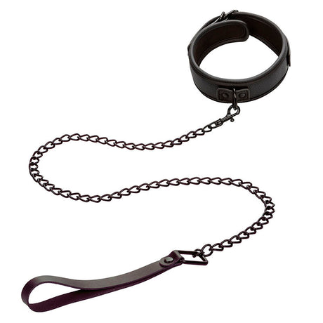 CALEXOTICS NOCTURNAL COLLIER ET LAISSE EN CUIR REGLABLE NOIR