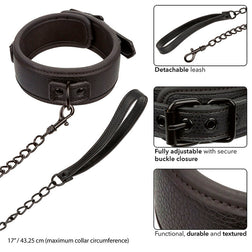 Collier laisse cuir végan all-black avec chaîne longue — Nocturnal — vue 4