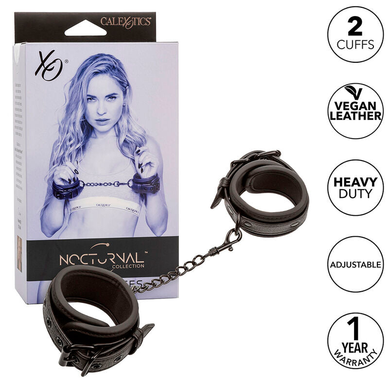 CALEXOTICS NOCTURNAL POIGNETS EN CUIR REGLABLES NOIRS