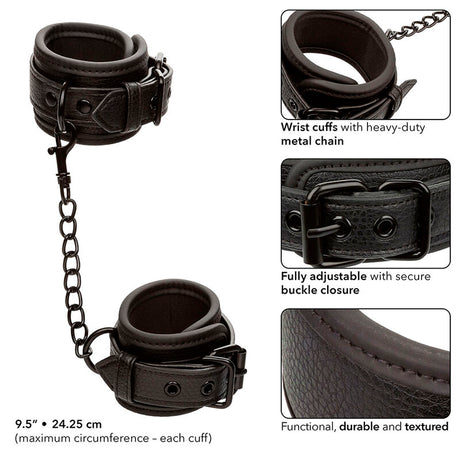 CALEXOTICS NOCTURNAL POIGNETS EN CUIR REGLABLES NOIRS