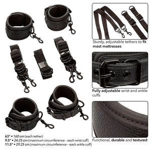 CALEXOTICS NOCTURNAL CEINTURE DE LIT REGLABLE EN CUIR NOIR