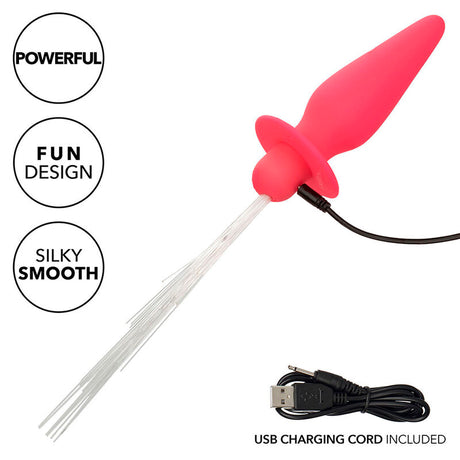 Plug vibrant lumineux fibres optiques 10 modes rose — autre angle