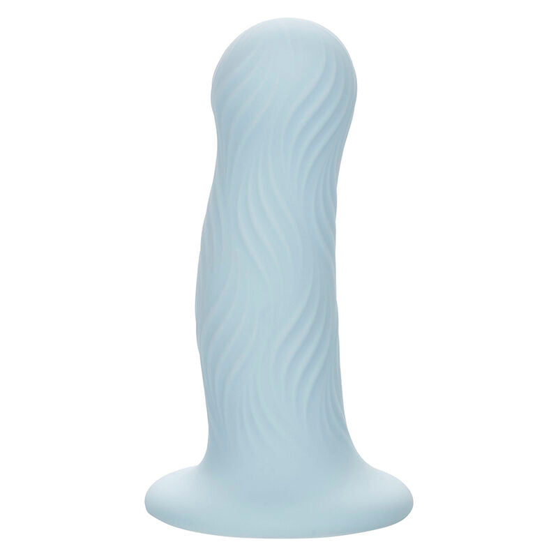 Plug ondulé silicone liquide bleu avec ventouse — gros plan