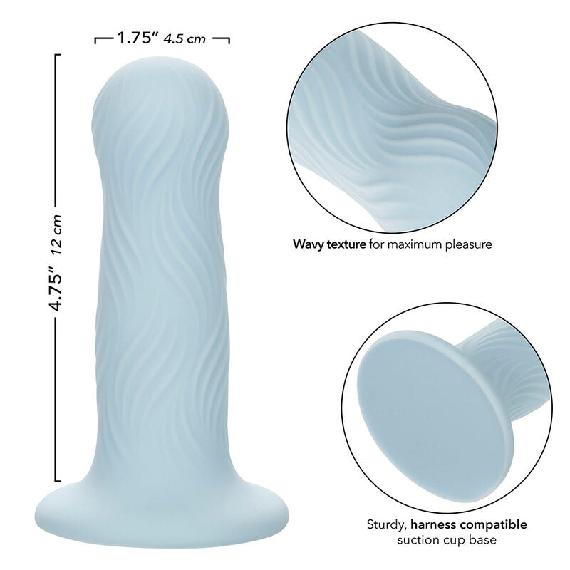Plug ondulé silicone liquide bleu avec ventouse — autre angle