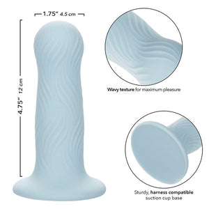 Plug ondulé silicone liquide bleu avec ventouse — autre angle