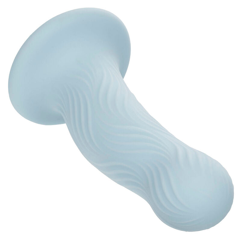Plug ondulé silicone liquide bleu avec ventouse — en situation