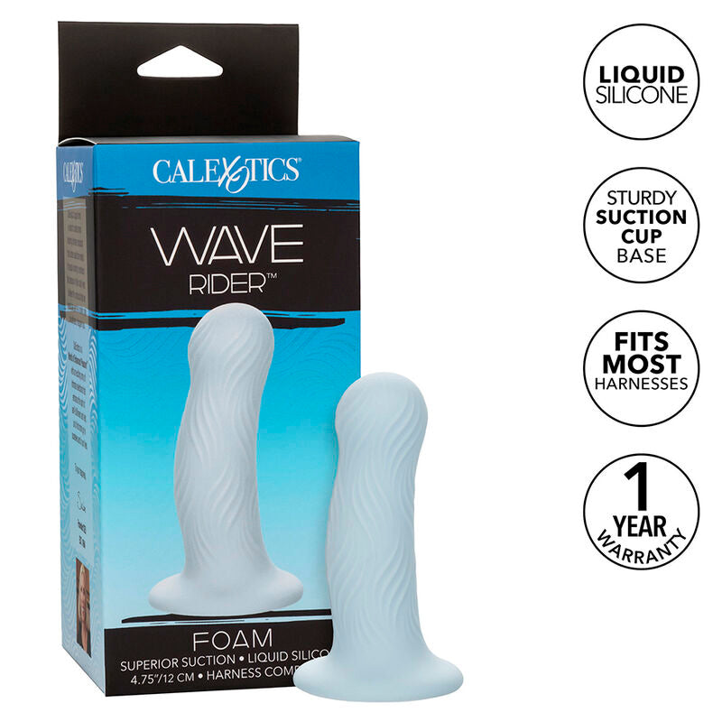 Plug ondulé silicone liquide bleu avec ventouse — Wave Rider Foam · Calexotics · Plugs