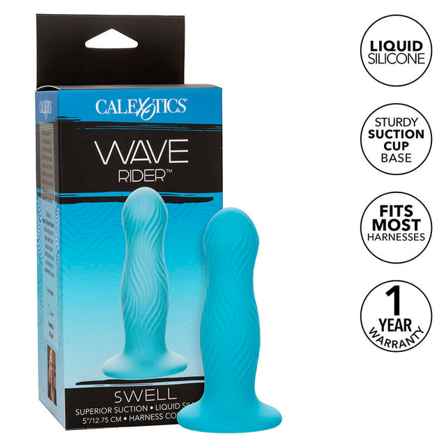 Plug profilé silicone liquide bleu avec ventouse — Wave Rider Swell · Calexotics · Godes sans vibration
