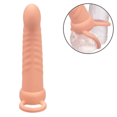 CALEXOTICS MAXX DOUBLE PENETRATEUR NERVURE 10 VIBRATIONS FLESH