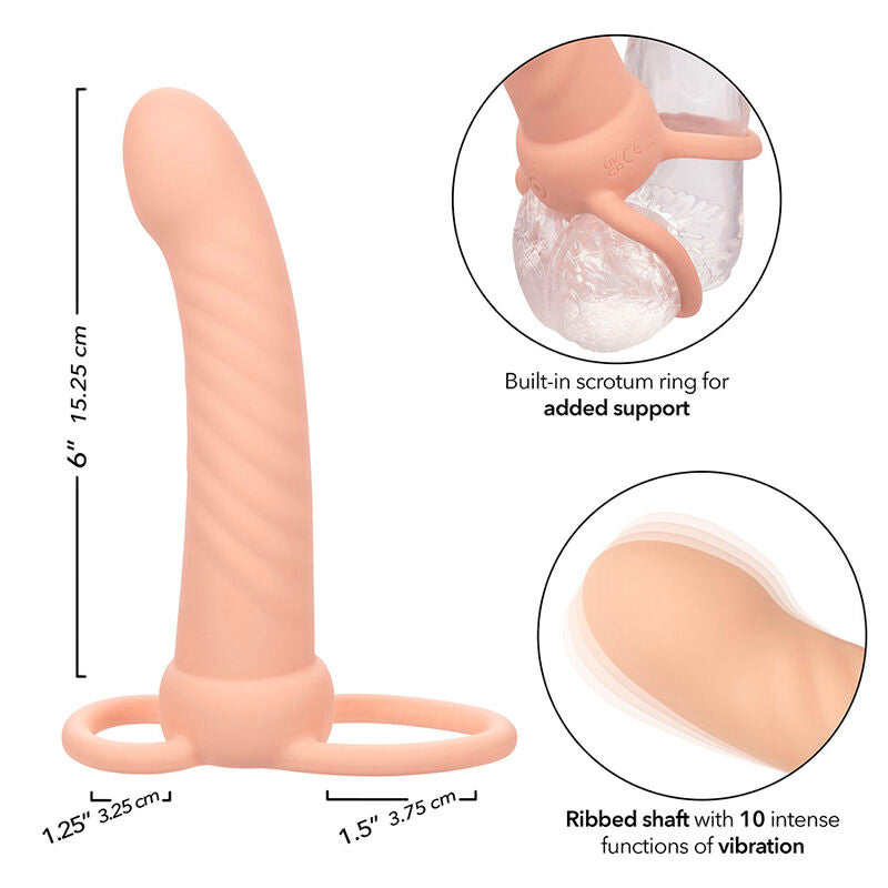 CALEXOTICS MAXX DOUBLE PENETRATEUR NERVURE 10 VIBRATIONS FLESH