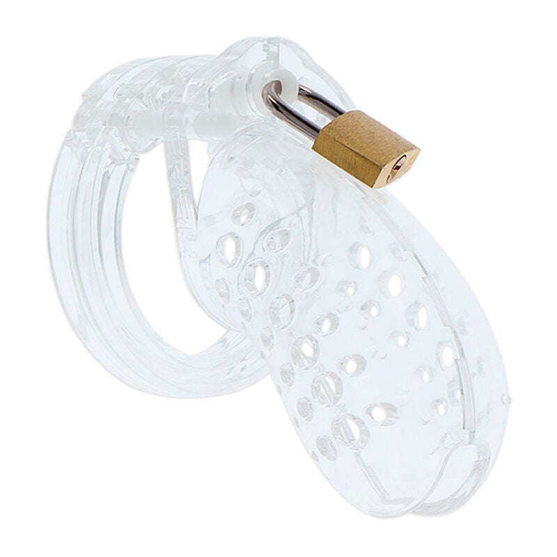 HIDDEN DESIRE EXTREME CAGE DE CHASTETE EN ACRYLIQUE REGLABLE TRANSPARENT