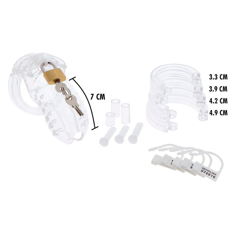 HIDDEN DESIRE EXTREME CAGE DE CHASTETE EN ACRYLIQUE REGLABLE TRANSPARENT
