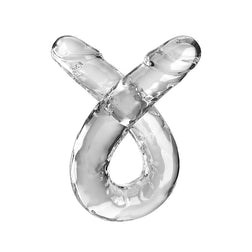 Double dong en X croisé transparent 46 cm — Double Trouble · King Cock · Godes