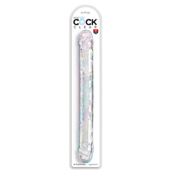 Double dong en X croisé transparent 46 cm — gros plan