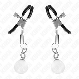Pinces à tétons billes de verre argentées 6 cm — KINK — vue 2