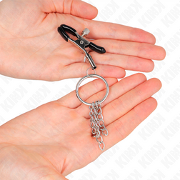Pinces à tétons O-ring et petite chaîne argentée 6 cm — KINK — vue 3