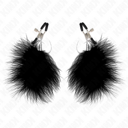 Pinces à tétons avec plume noire 7 cm — KINK — vue 2