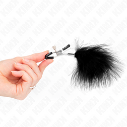 Pinces à tétons avec plume noire 7 cm — KINK — vue 3