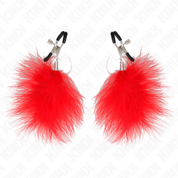 Pinces à tétons avec plume rouge 7 cm — KINK — vue 2