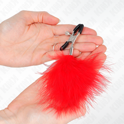 Pinces à tétons avec plume rouge 7 cm — KINK — vue 3
