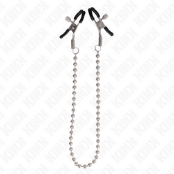 Pinces à téton chaîne de billes argentée 30 cm