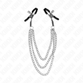 Pinces à téton 3 chaînes argentées en cascade · Kink Nipple Grip · Pinces à tétons