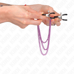 Pinces à tétons 3 chaînes violettes 20/23/28 cm — KINK — vue 4
