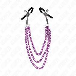 Pinces à tétons 3 chaînes violettes 20/23/28 cm — KINK — vue 2