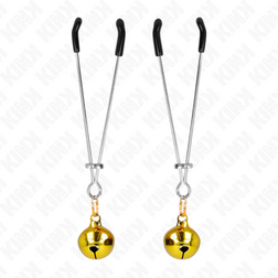 Pinces à tétons fines avec clochettes dorées 7 cm — KINK — vue 2
