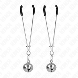 Pinces à tétons fines avec clochettes argentées 7 cm — KINK