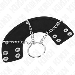 KINK ANNEAU PENIS CHAINE 4 CM 7 CM METAL AVEC CEINTURE EN CUIR