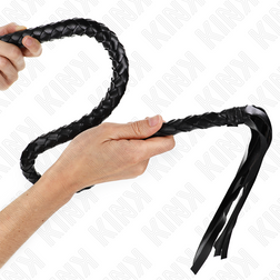 Fouet serpent tressé avec anneau main noir 65 cm — image 3
