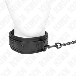 Collier néoprène noir mat et laisse chaîne noire — Kink — gros plan
