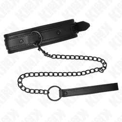 Collier néoprène noir mat et laisse chaîne noire — Kink — vue détaillée