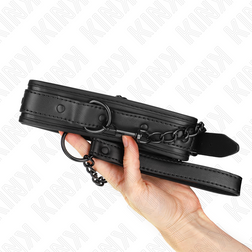 Collier néoprène noir mat et laisse chaîne noire — Kink — vue en situation