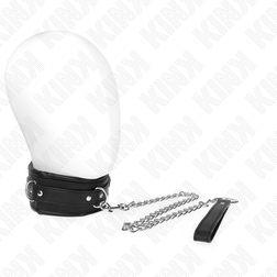 Collier noir rembourré 2 anneaux et laisse chaîne — Kink