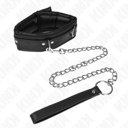 Collier noir rembourré 2 anneaux et laisse chaîne — Kink — vue 3