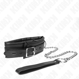 Collier noir rembourré 2 anneaux et laisse chaîne — Kink — vue 4