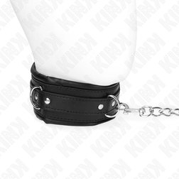 Collier noir rembourré 2 anneaux et laisse chaîne — Kink — vue 2