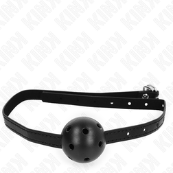 Bâillon boule respirant noir 4,5 cm sangle fine Simplicity — Kink vu de face