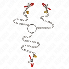 KINK PINCES A TAMELON ET CLITO BELL TRIPLE ROUGE AVEC CHAINE 30 CM