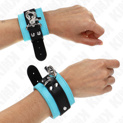 Menottes bondage à loquet verrouillable noir et turquoise